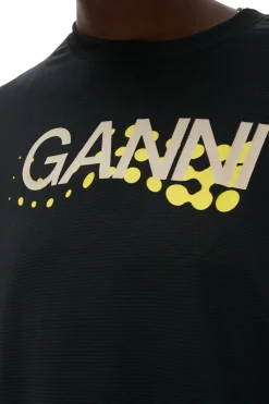 Fashion GANNI Active Mesh Layered Long Sleeve T-Shirt Black