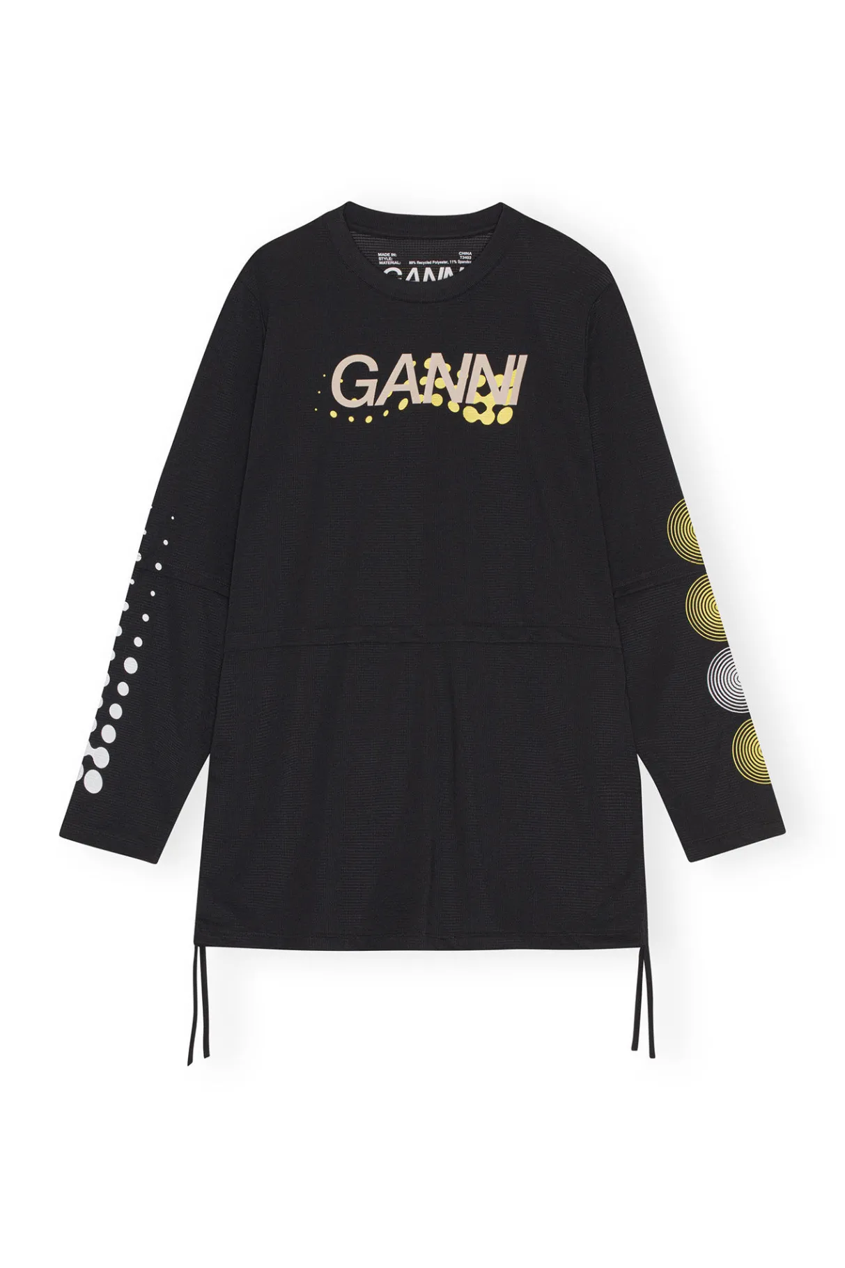 Fashion GANNI Active Mesh Layered Long Sleeve T-Shirt Black