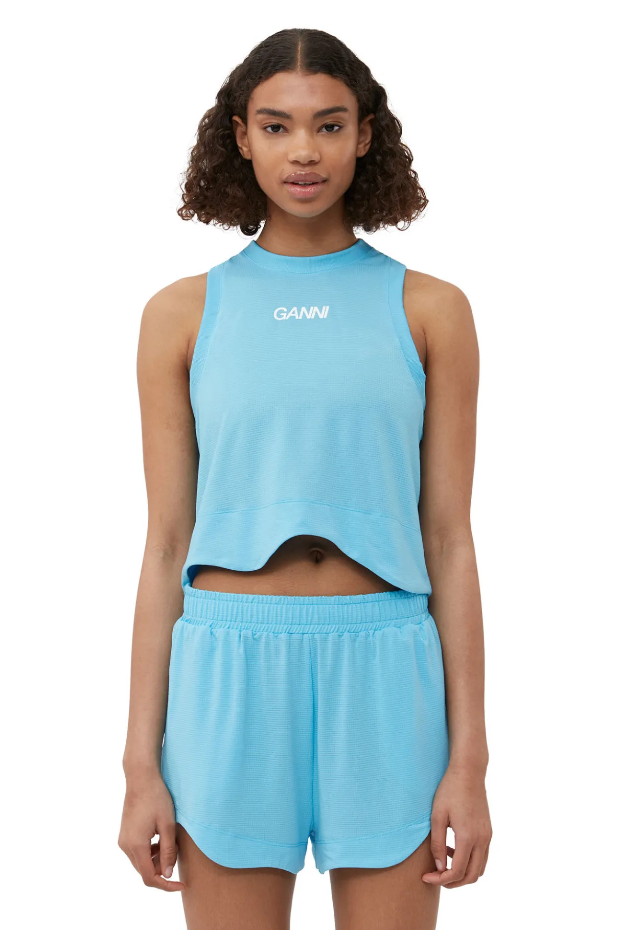 Discount GANNI Active Mesh Top Ethereal Blue