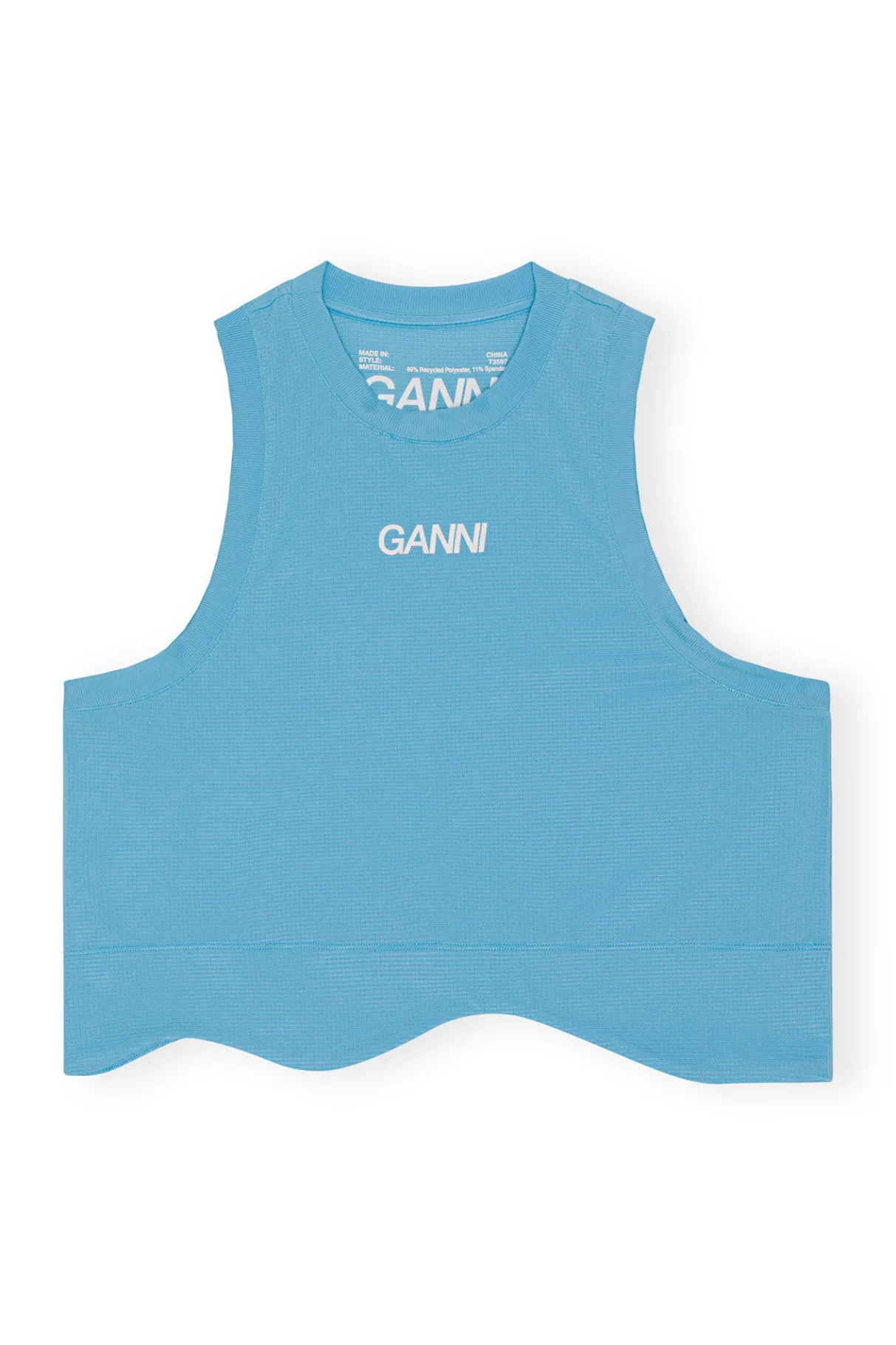 Discount GANNI Active Mesh Top Ethereal Blue