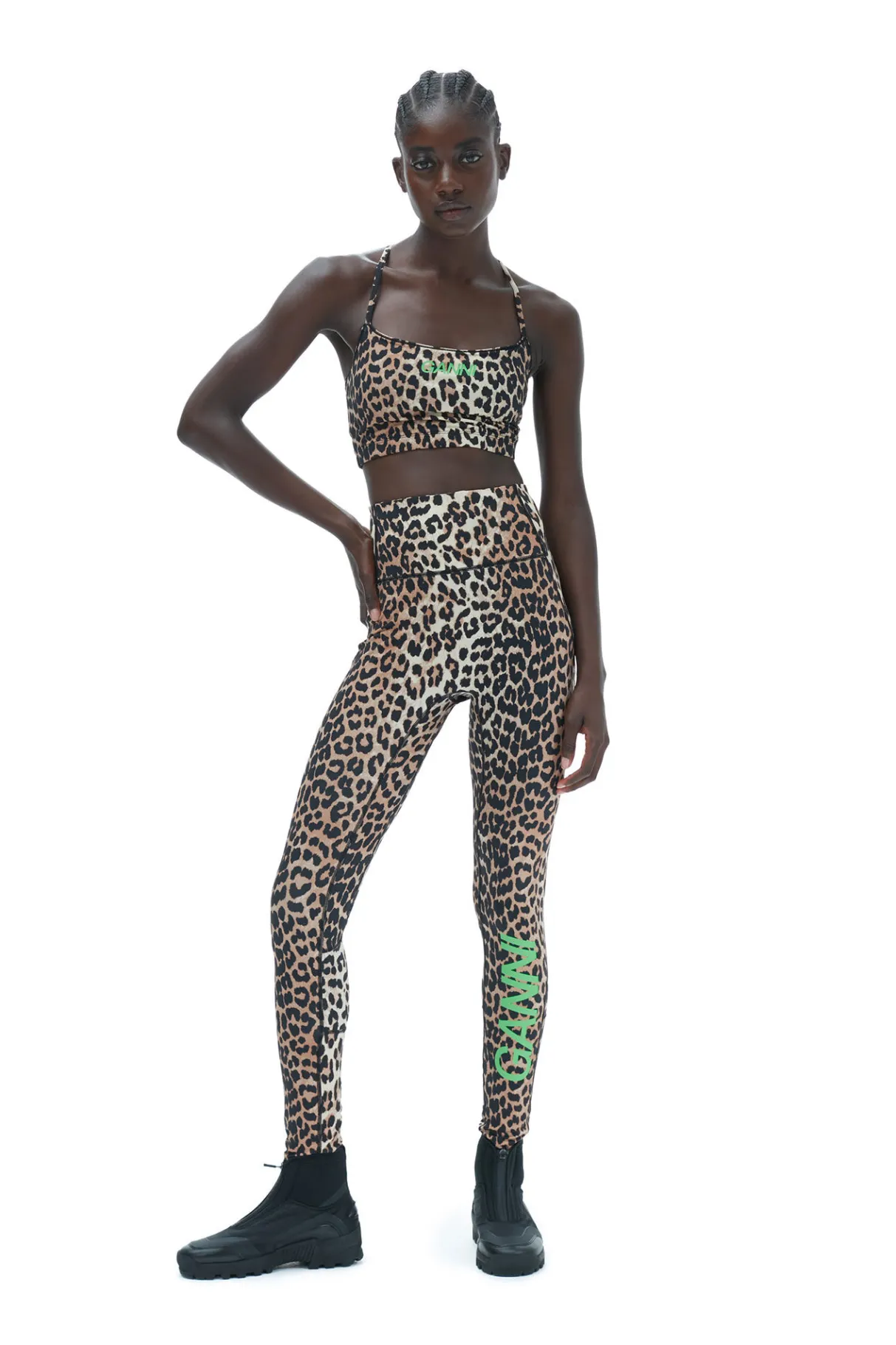 Cheap GANNI Active Strap Top Leopard