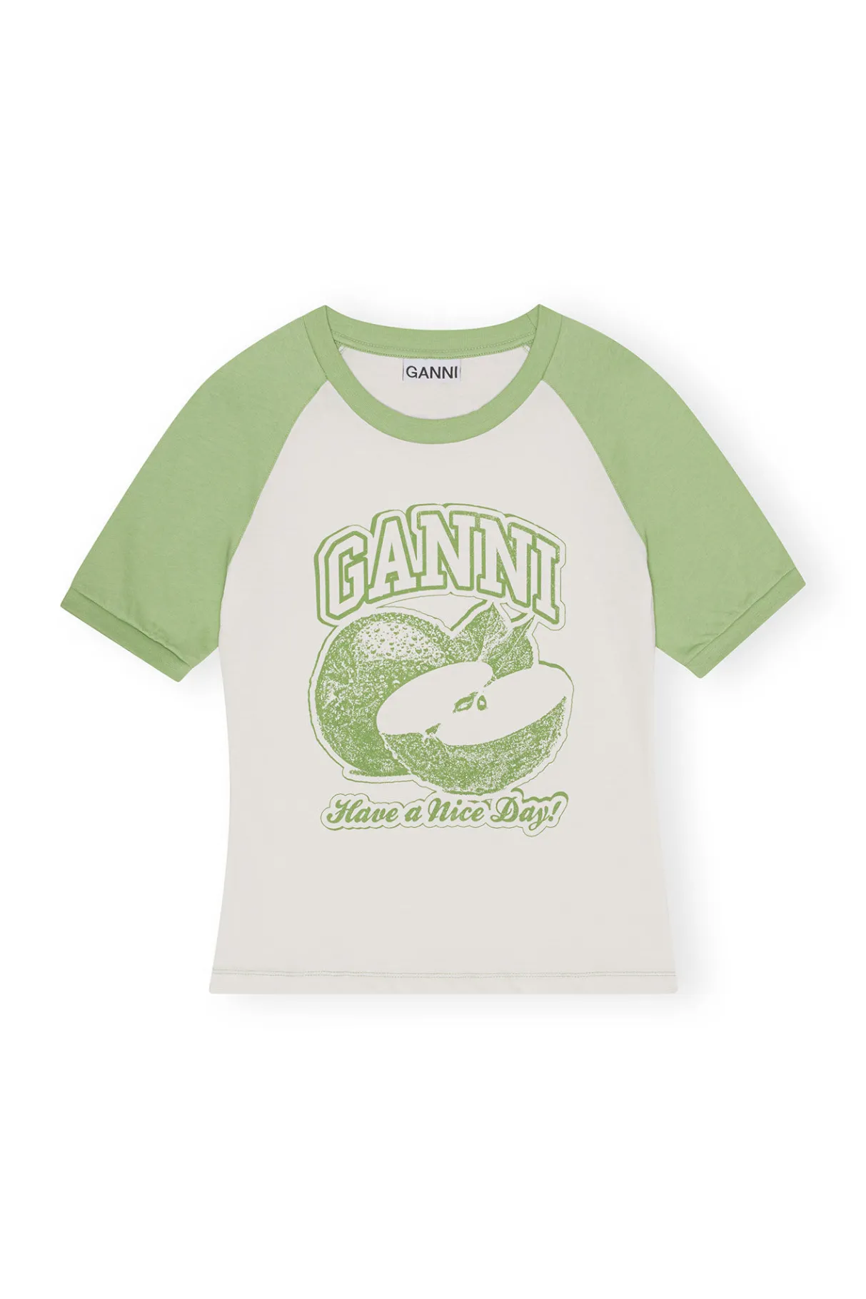 Fashion GANNI Apple Raglan T-Shirt Egret