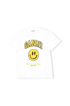 Best Sale GANNI Basic Cotton Jersey T-Shirt, Smiley Yellow Bright White