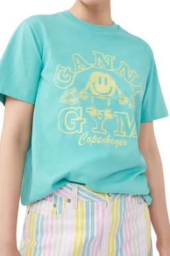 Best Sale GANNI Basic Jersey Gym Relaxed T-Shirt Lagoon