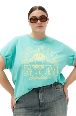 Best Sale GANNI Basic Jersey Gym Relaxed T-Shirt Lagoon