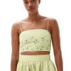 Online GANNI Beaded Nylon Top Lily Green
