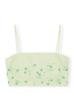 Online GANNI Beaded Nylon Top Lily Green
