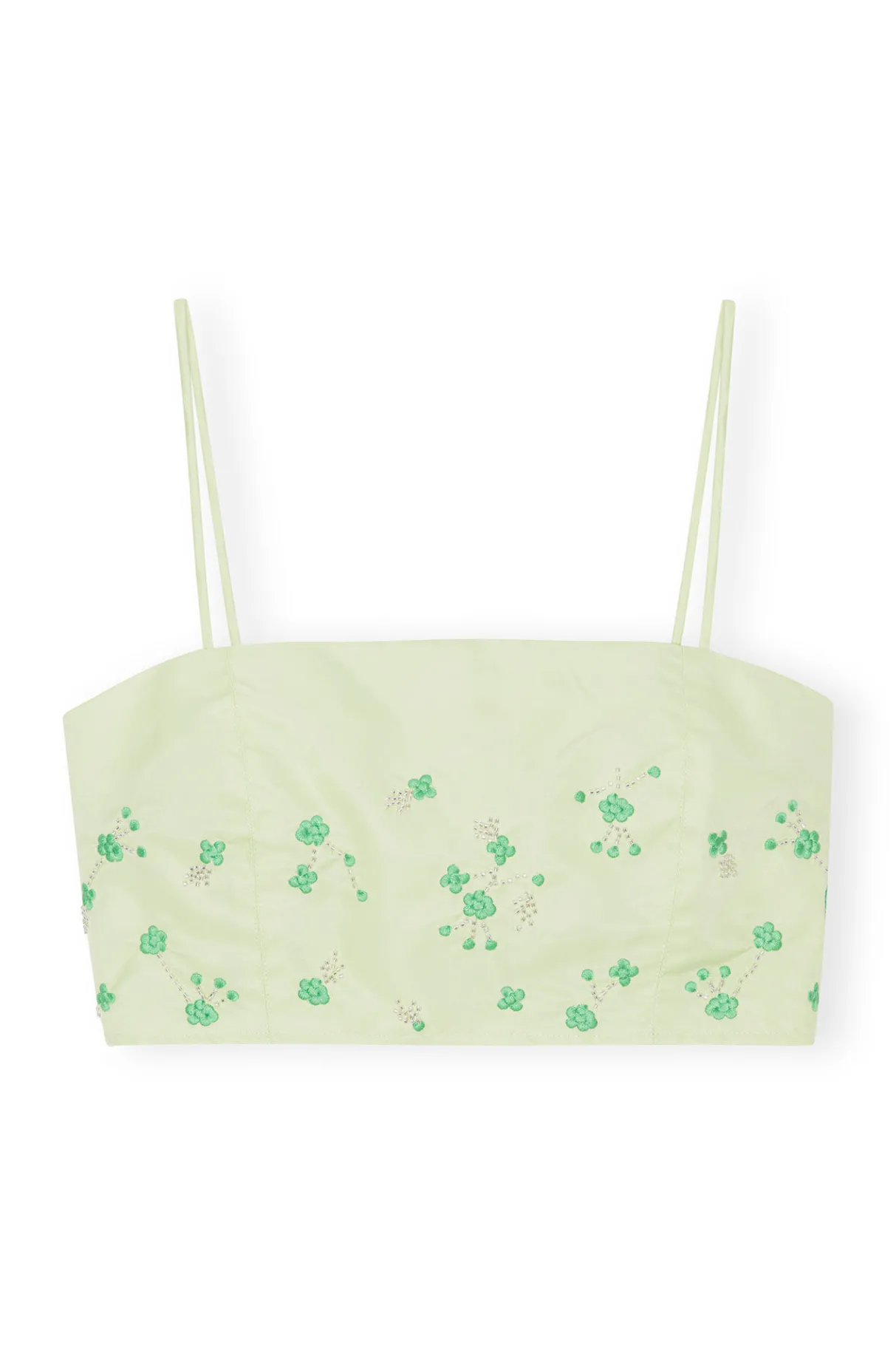 Online GANNI Beaded Nylon Top Lily Green