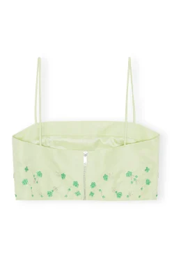 Online GANNI Beaded Nylon Top Lily Green