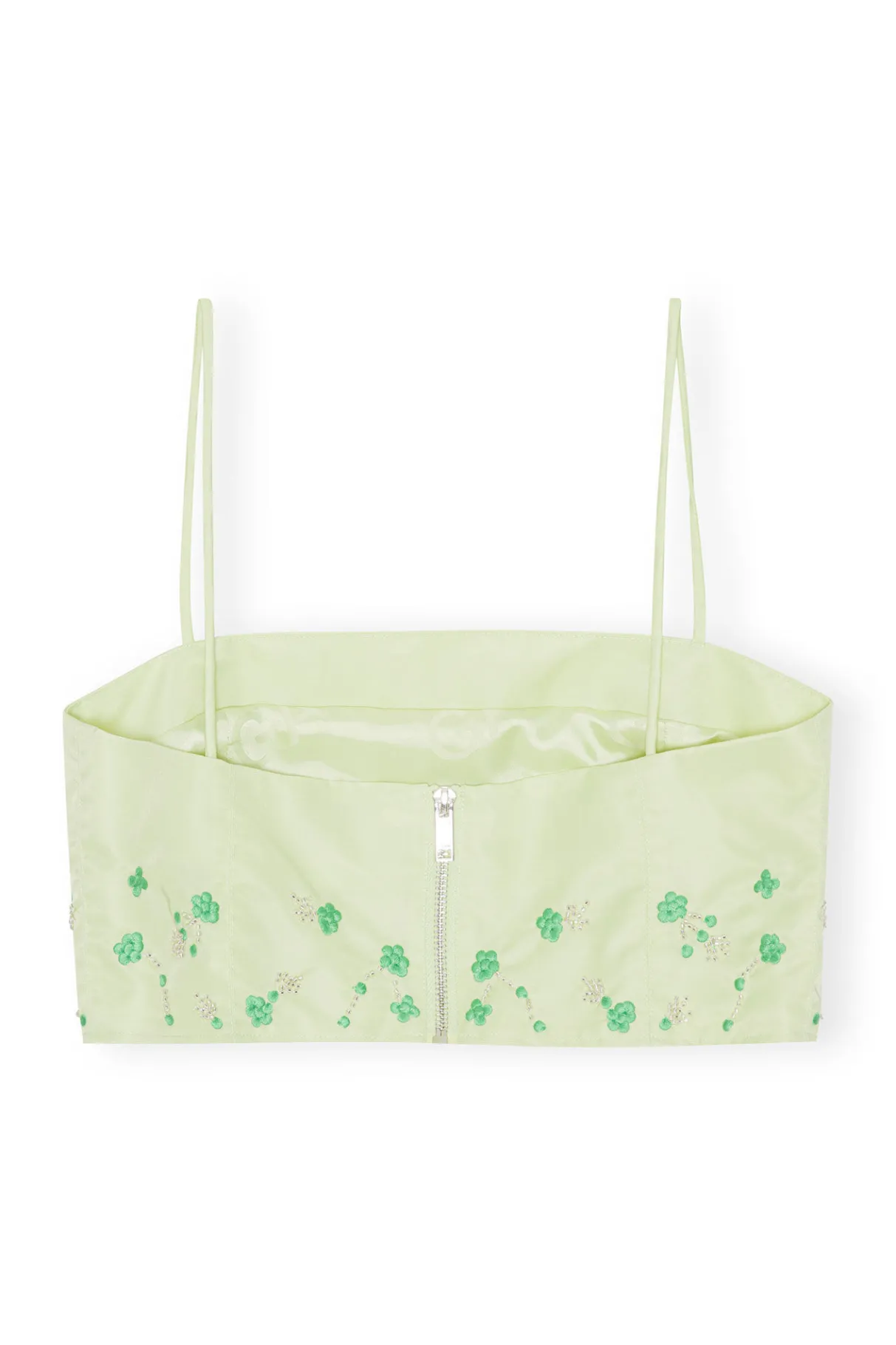 Online GANNI Beaded Nylon Top Lily Green