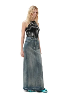 Hot GANNI Beaded Rib Jersey Top Black