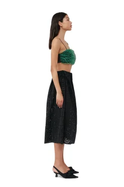 Cheap GANNI Beaded Taffeta Top Black