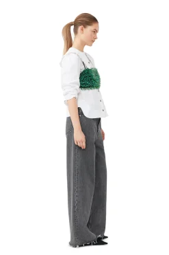 Cheap GANNI Beaded Taffeta Top Black
