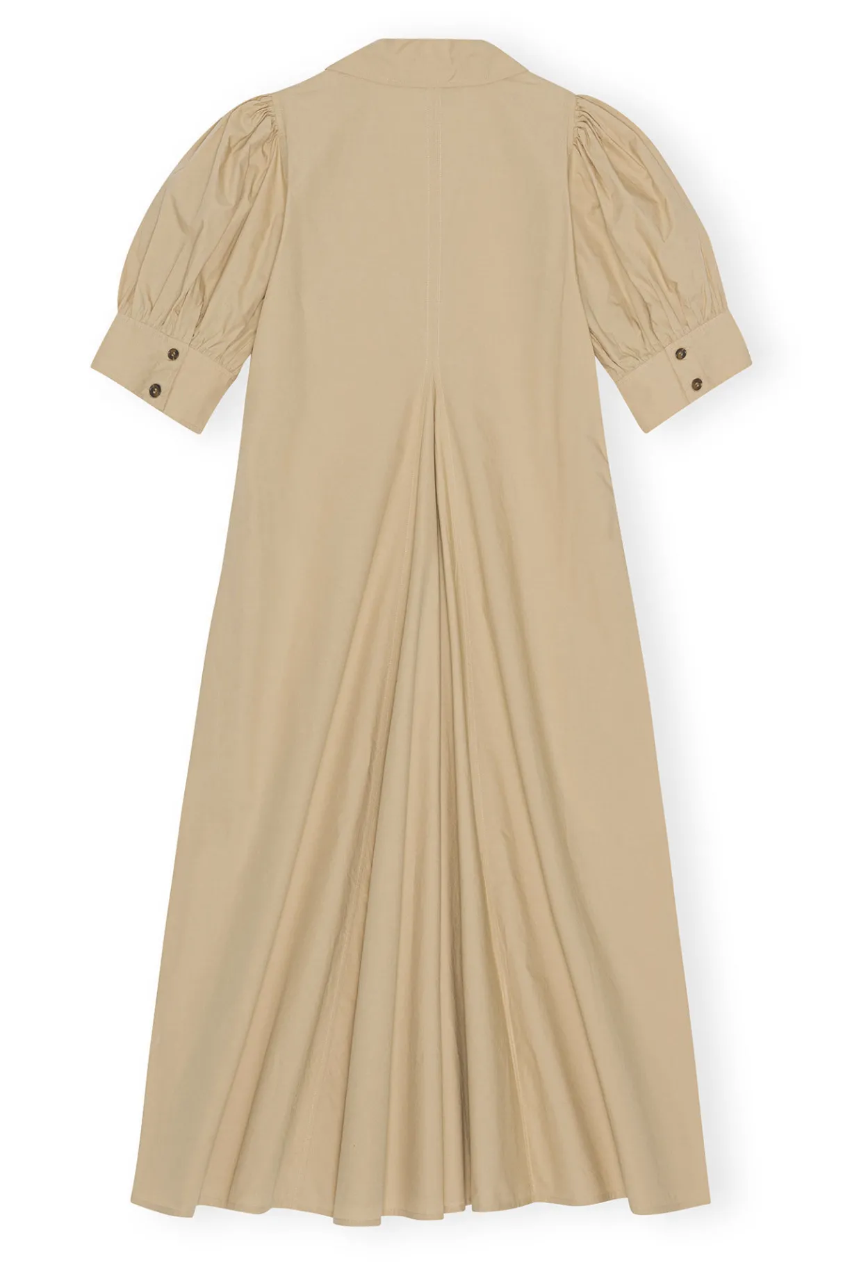 Clearance GANNI Beige Cotton Poplin V-Neck Maxi Dress Curds And Whey
