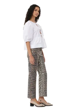 Cheap GANNI Betzy Cropped Jeans Leopard