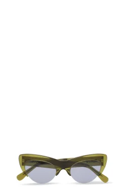 Store GANNI Biodegradable Acetate Cut Cat Sunglasses Green Bay