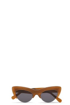 Clearance GANNI Biodegradable Acetate Cut Cat Sunglasses Brandy Brown