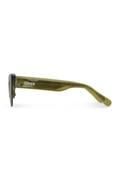 Store GANNI Biodegradable Acetate Cut Cat Sunglasses Green Bay