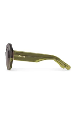 Cheap GANNI Biodegradable Acetate Oversized Retro Sunglasses Green Bay