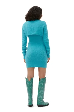 Cheap GANNI Blue Brushed Alpaca Bolero Blue Curacao