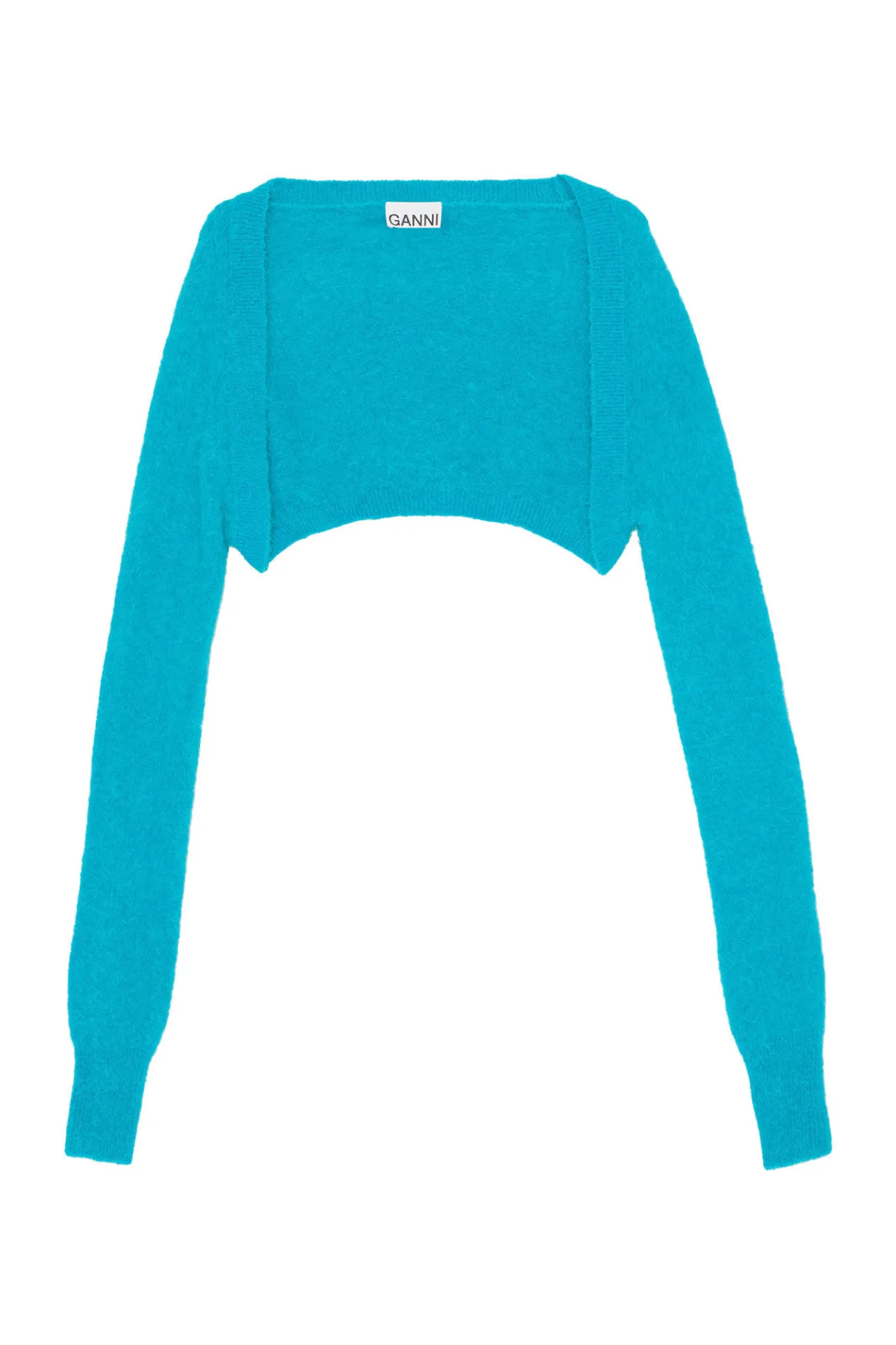 Cheap GANNI Blue Brushed Alpaca Bolero Blue Curacao