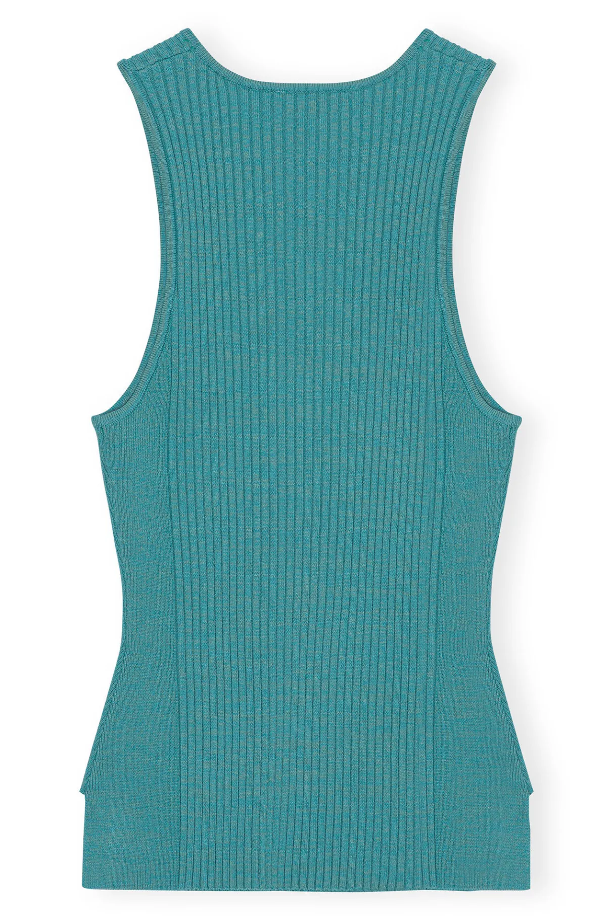 Outlet GANNI Blue Sleeveless Melange Top Lagoon