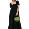 Shop GANNI Broderie Anglaise Maxi Dress Black