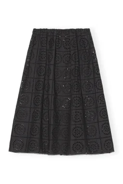 Outlet GANNI Broderie Anglaise Skirt Black
