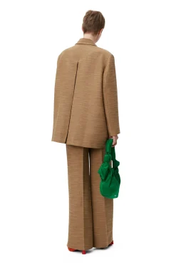 Flash Sale GANNI Brown Slub Linen Oversized Blazer Petrified Oak