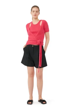 Shop GANNI Brushed Alpaca Wrap Blouse Love Potion