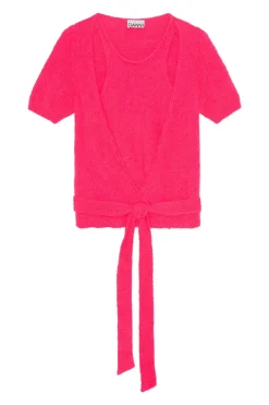 Shop GANNI Brushed Alpaca Wrap Blouse Love Potion