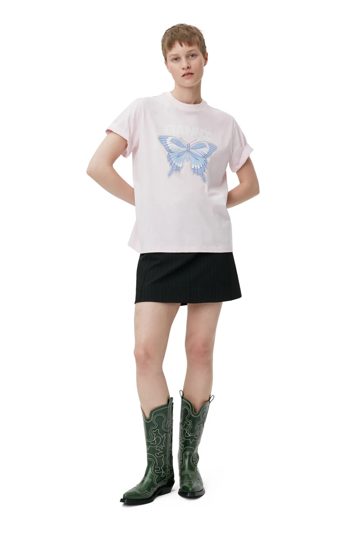 Cheap GANNI Butterfly Relaxed T-Shirt Light Lilac