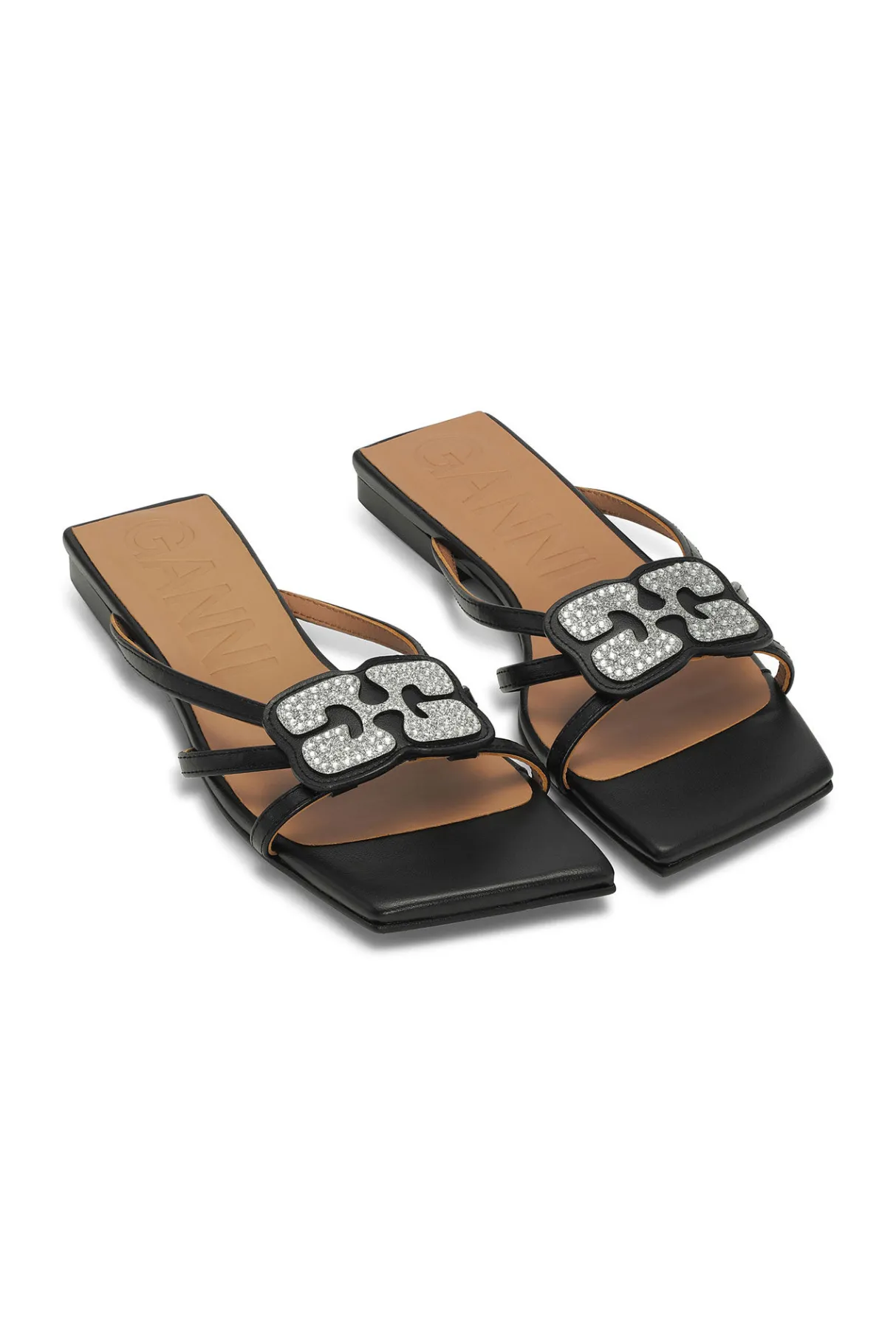 Sale GANNI Butterfly Strass Flat Sandals Black