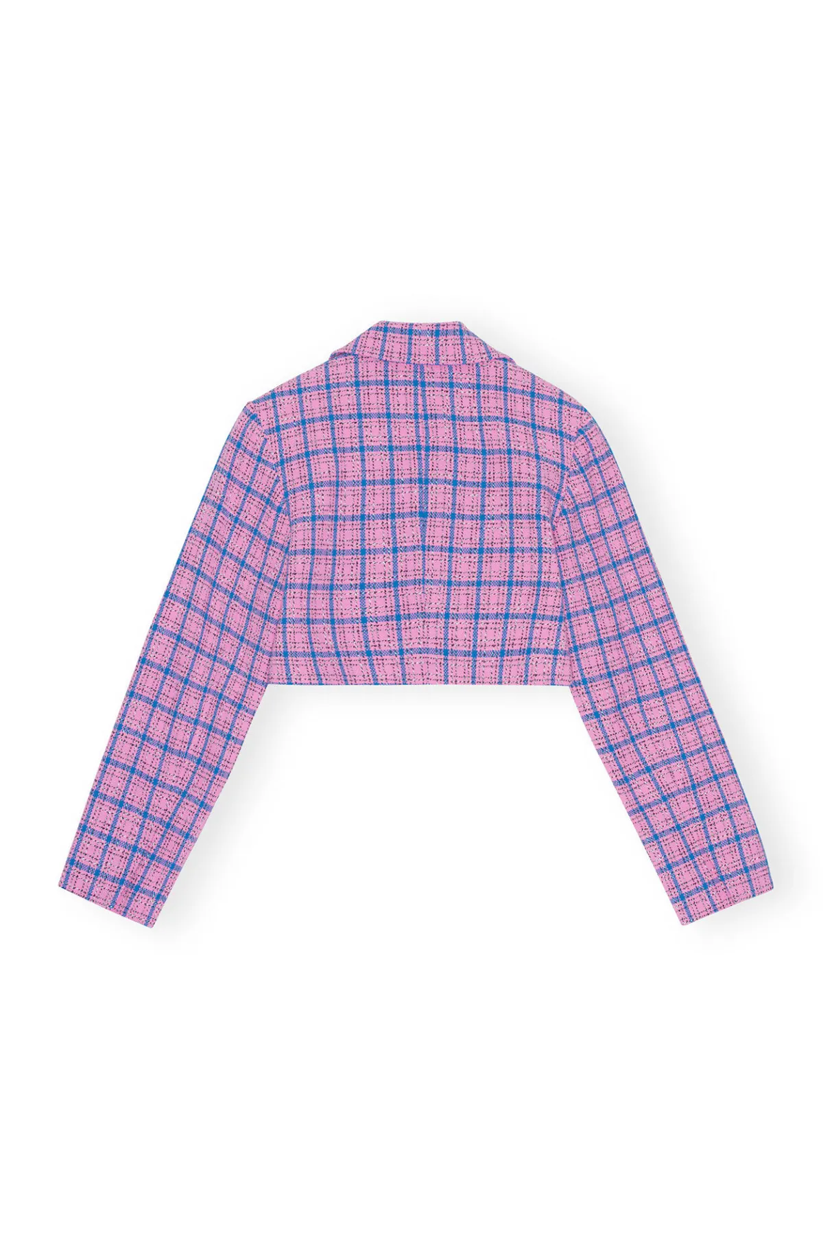 Sale GANNI Check Suiting Cropped Blazer Wild Orchid