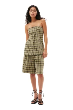 Best Sale GANNI Check Suiting Strapless Top Tender Shoots
