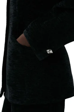 Shop GANNI Chenille Fitted Blazer Black
