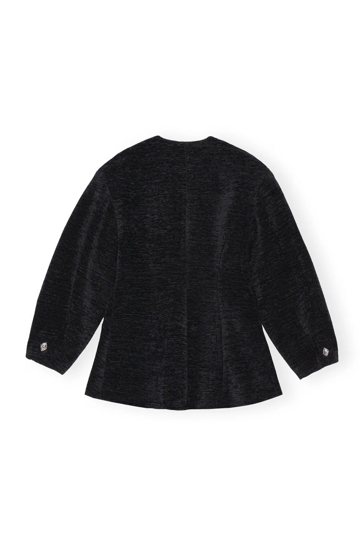 Shop GANNI Chenille Fitted Blazer Black