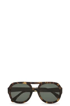 Sale GANNI Chunky Aviator Sunglasses Black/Tobacco Brown