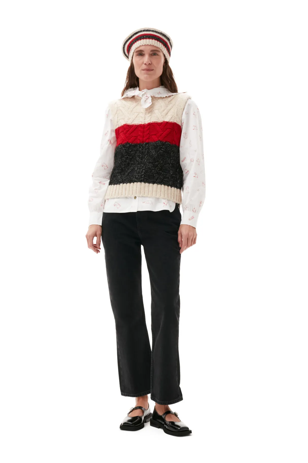 Flash Sale GANNI Chunky Cable Vest Black Melange