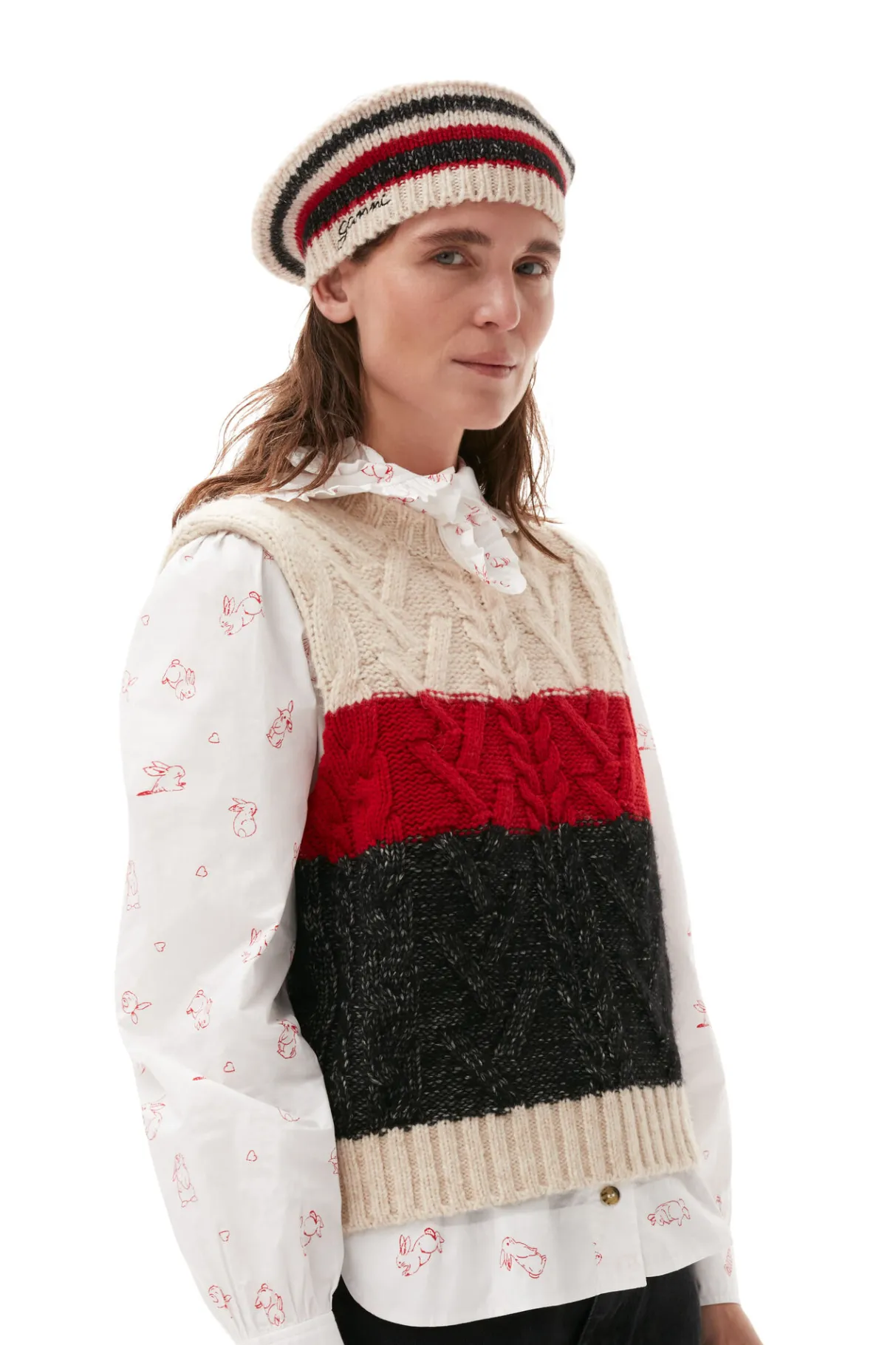 Flash Sale GANNI Chunky Cable Vest Black Melange