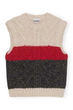 Flash Sale GANNI Chunky Cable Vest Black Melange