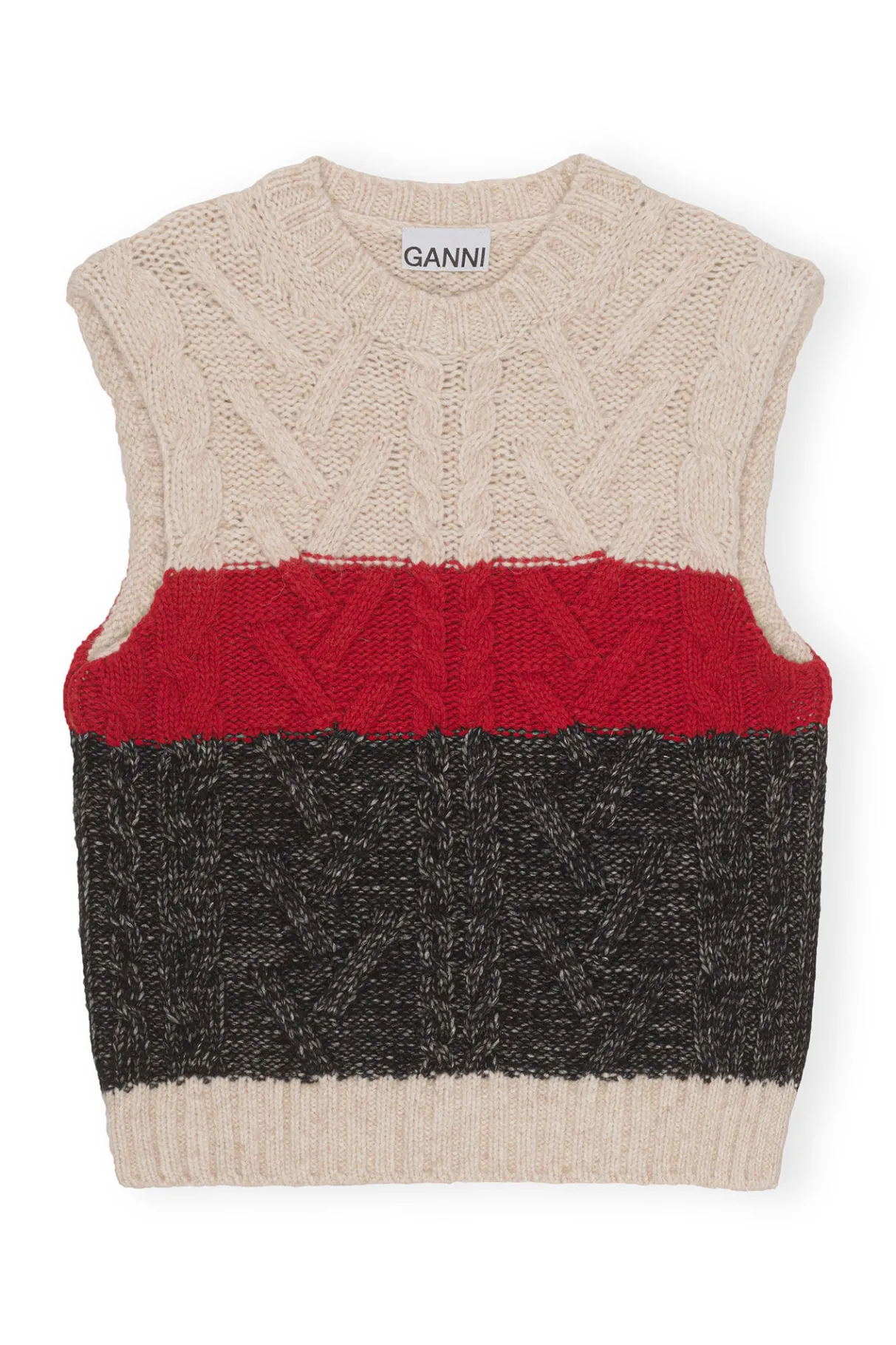 Flash Sale GANNI Chunky Cable Vest Black Melange