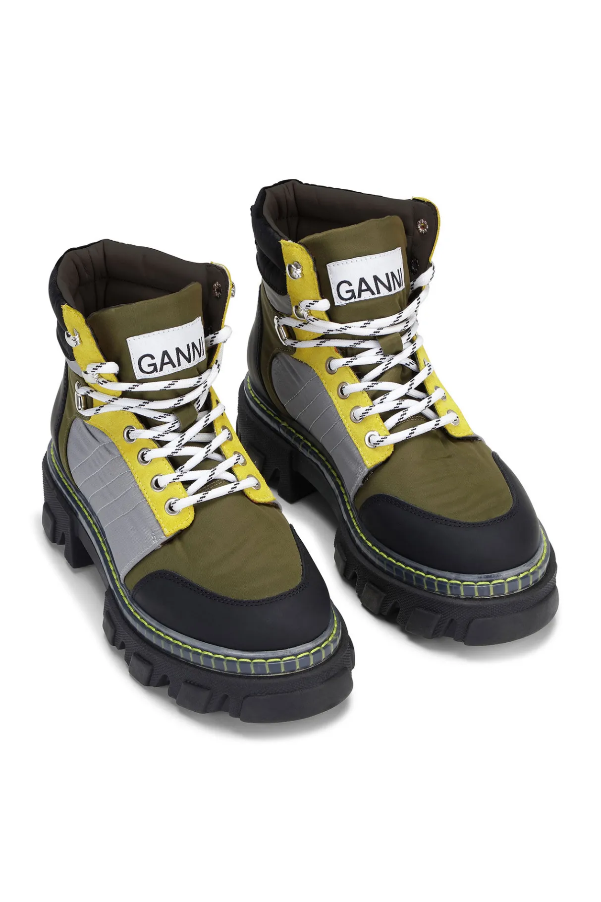 Cheap GANNI Cleated Lace Up Hiking Boots Kalamata