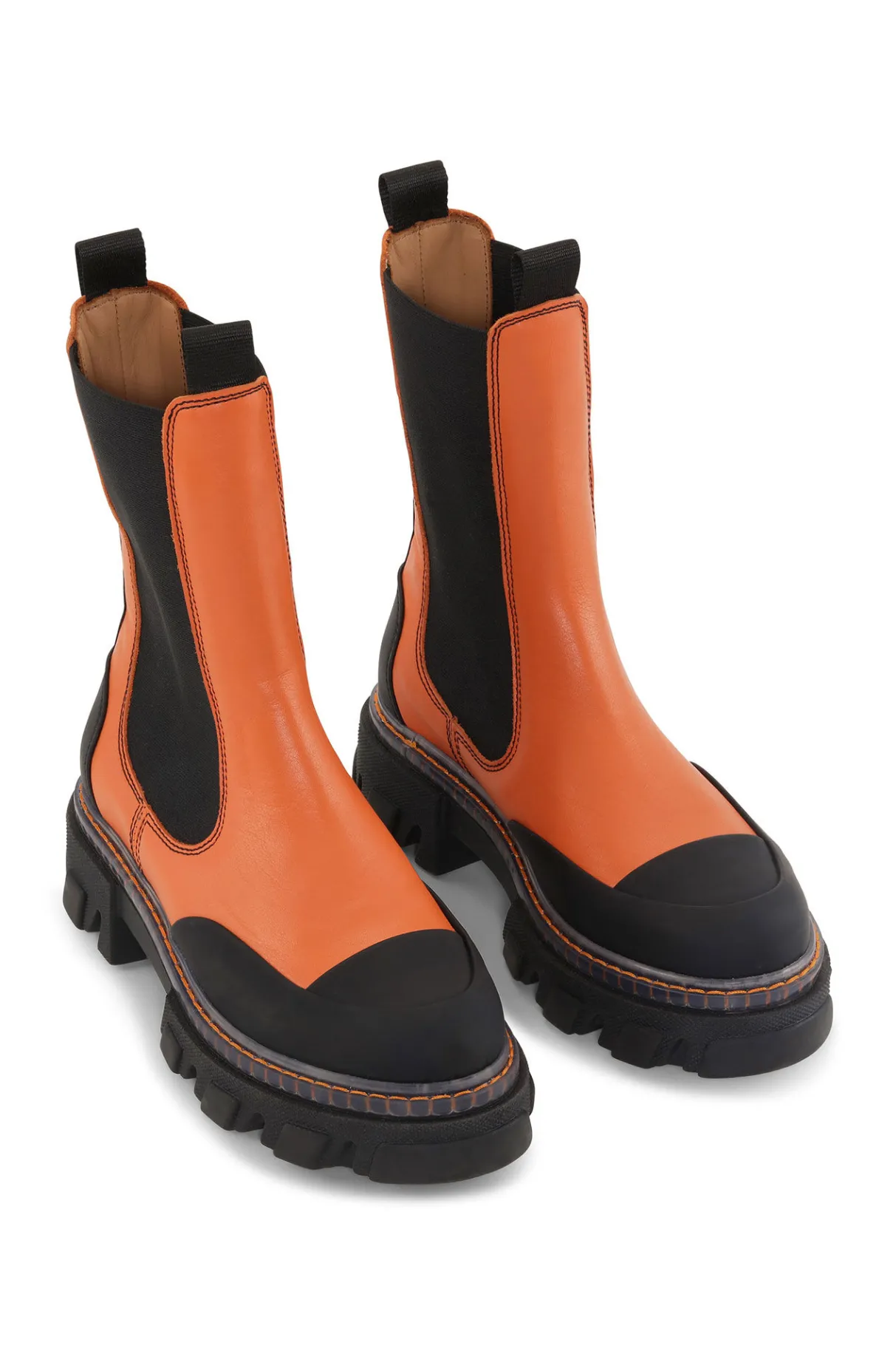 Hot GANNI Cleated Mid Chelsea Boots Orangeade