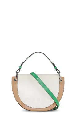 Cheap GANNI Colorblock Banner Saddle Bag Egret