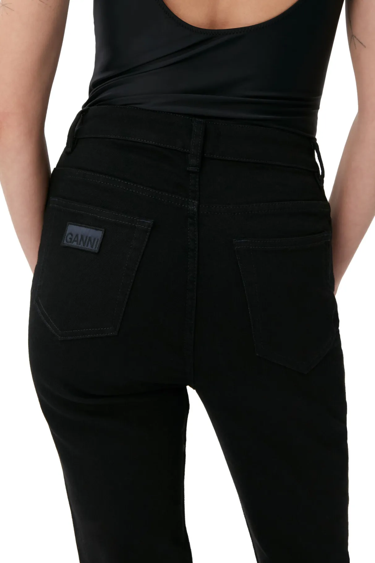 New GANNI Comfort Stretch Cutye Cropped Black/Black