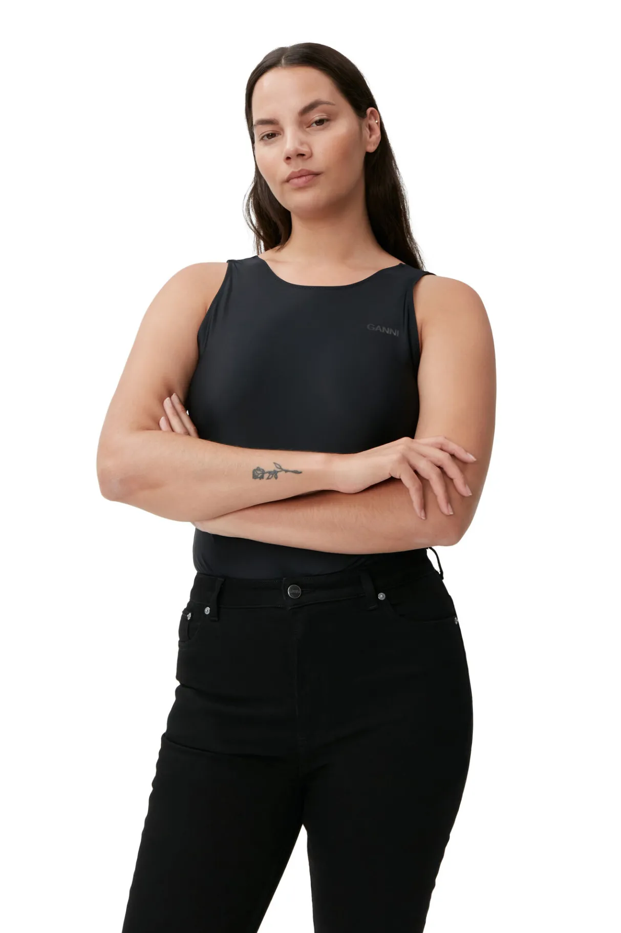 New GANNI Comfort Stretch Cutye Cropped Black/Black