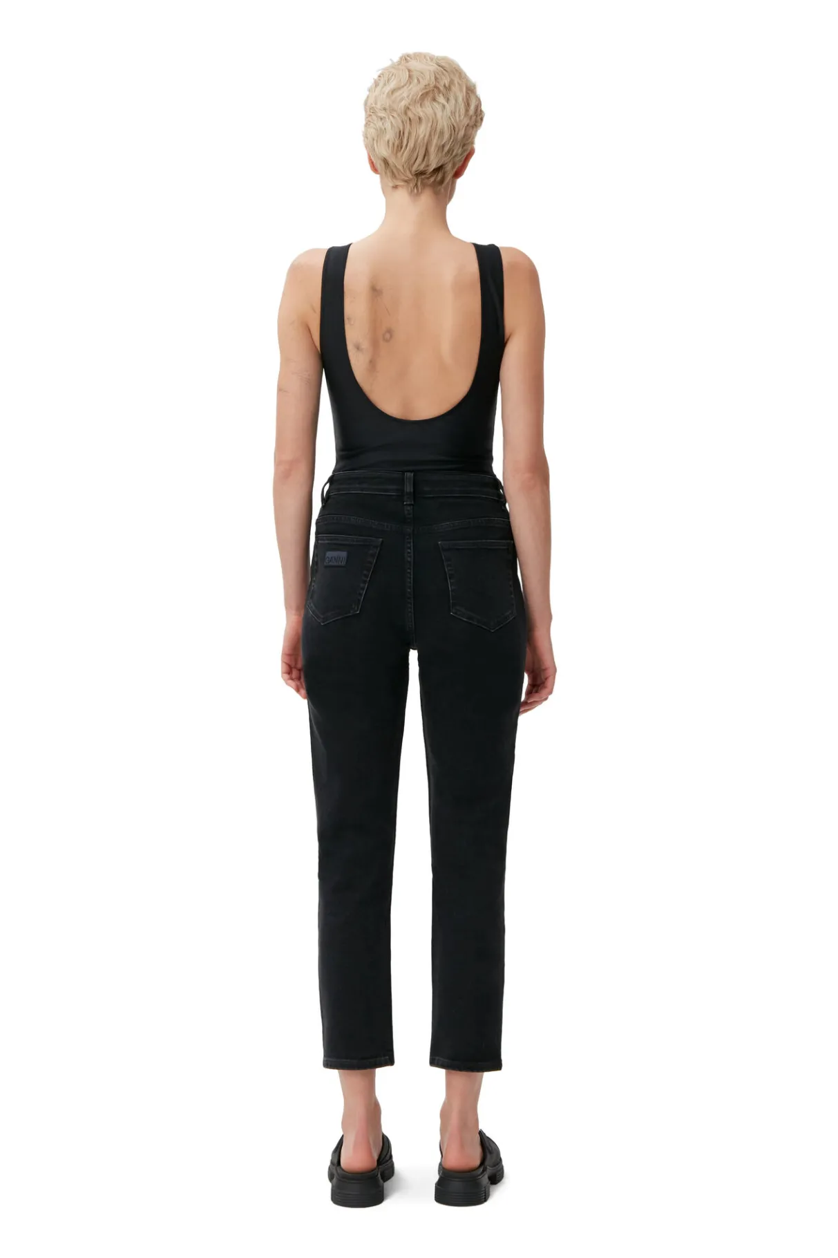 Sale GANNI Comfort Stretch Cutye Cropped Washed Black/Black