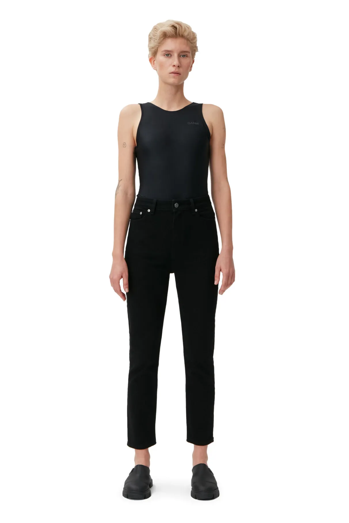 New GANNI Comfort Stretch Cutye Cropped Black/Black