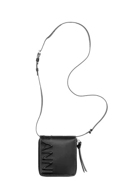 Discount GANNI Compact Zip Around Wallet Black